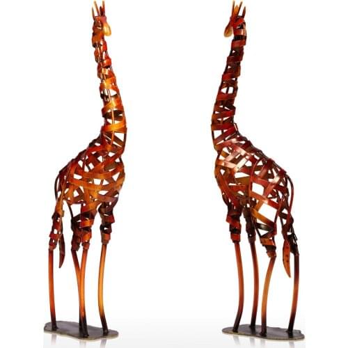 TOOARTS Environment-friendly Metal Sculpture Iron Braided Giraffe Model Home Room Decorative Articles Handicrafts Good Gift
