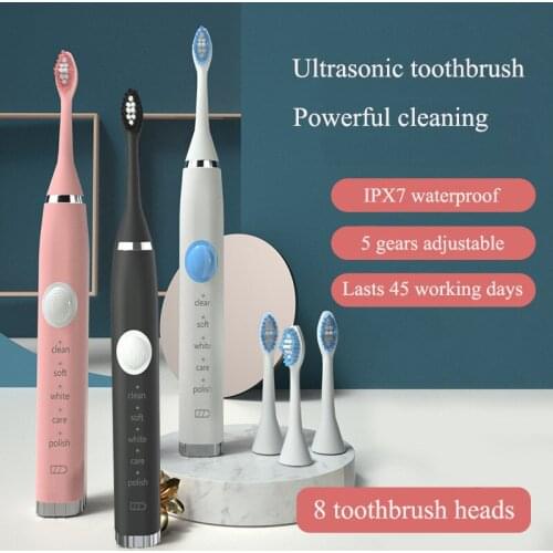 LISM Sonic Electric Toothbrush For Adult Fast Charging Smart Toothbrush 5 Mode Ultrasonic Tooth Cleaner With 8 Brush Heads