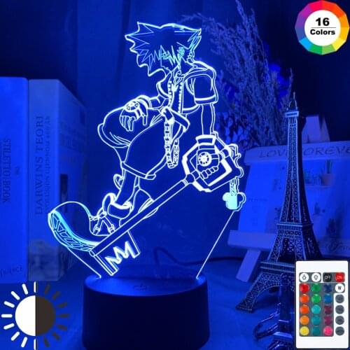 Game Manga Kingdom Hearts Sora Keyblade Figure Child Night Light Led Color Changing Kids Bedroom Decor Nightlight Sora Lamp