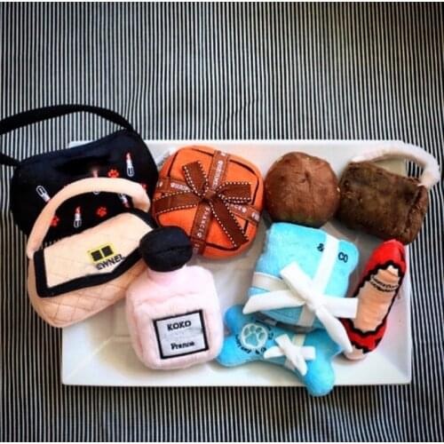 Dog Toys Pets Pulsh Perfume Luxury Dogs Toy Embroidery Bite-Resistant Clean Chew Puppy Training Toy Soft Cats Dog Accessories