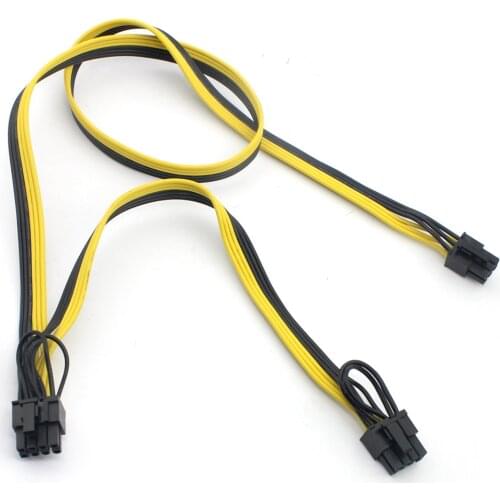 2Pcs Power Supply Cables 6Pin to Double 6+2Pin Cable Graphics Card Module Line 8P to Dual 8p Splitter Ribbon Cable 18AWG