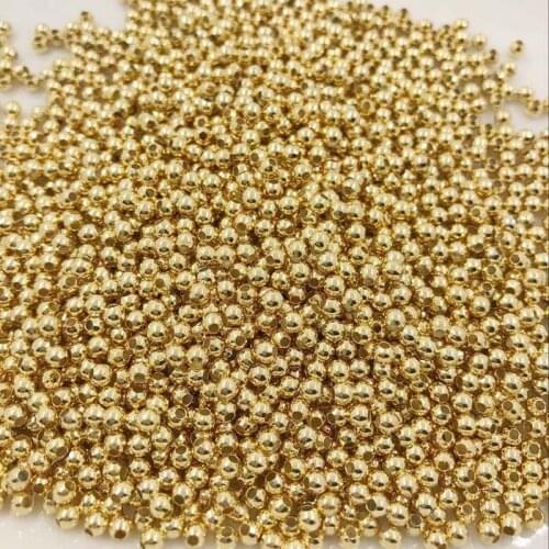 Diy jewelry accessories 2-10MM pure copper 14K gold-covered glossy large holes scattered round beads handmade