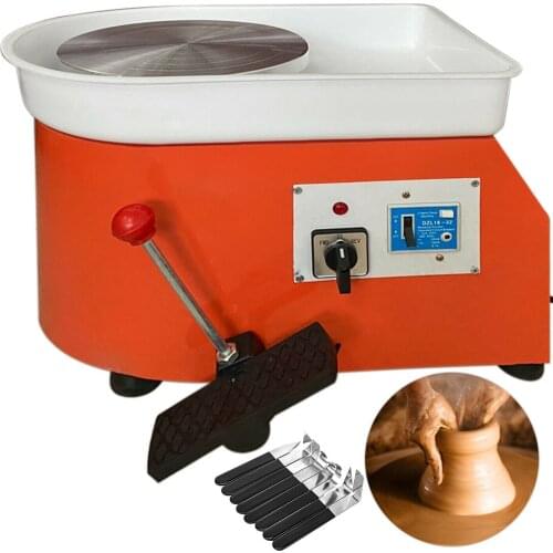 280W Electric Pottery Forming Machine 25cm Wheel Ceramics Machine Clay Art Craft + Adjustable Feet Accessories DIY Clay Tool