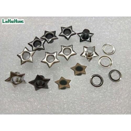 200sets/lot 4.5mm metal brass eyelets with washer star shape metal grommets silver/black/bronze free shipping 2015062905