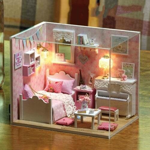 LED Cute Room doll house furniture diy dollhouse wood diy doll house miniature dollhouse furniture children home Toys No cover