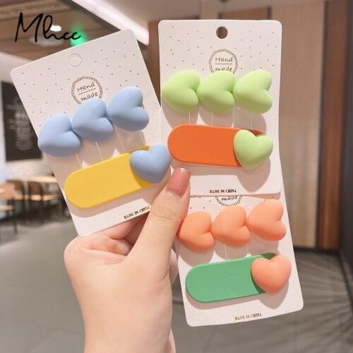 Cute Duckbill Clip Candy Color Hairpin Set New Plastic Hairgrips The Shape Of Love Hairpin Little Fresh Girl Hair Accessories