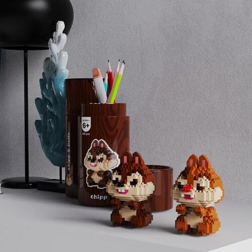 468pcs Cartoon Chip Dale Mini Building Blocks Disney DIY Pen Holder Diamond Micro Bricks Figrues Toys For Christmas Gift