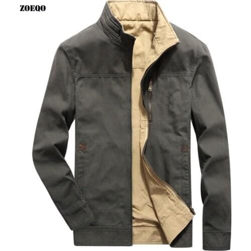 Mens Spring and Autumn Two-faced Wear Mens Double-faced Jacket Casual Mens Stand Collar Jacket and coat chaqueta hombre