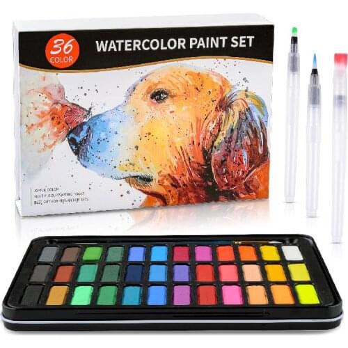 36 Color Solid Watercolor Paint Beginner Paint Set Students Learning Art Supplies Childrens Painting Graffiti Convenient Gifts