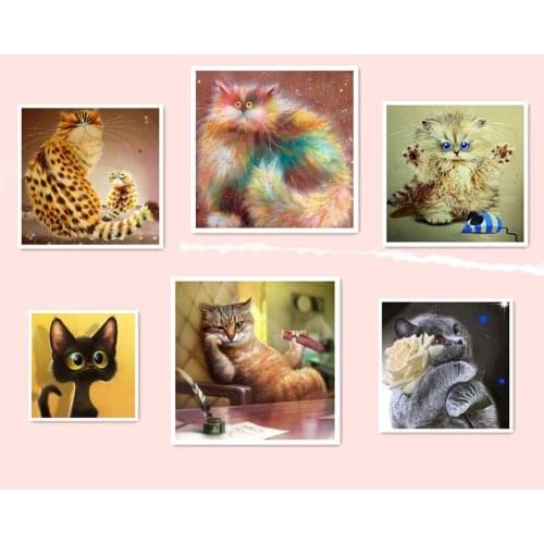 5D DIY Painting Cat Full Square Round Drill Diamond Embroidery Animals Mosaic Cross Stitch Kit Pictures Beads Art FH188