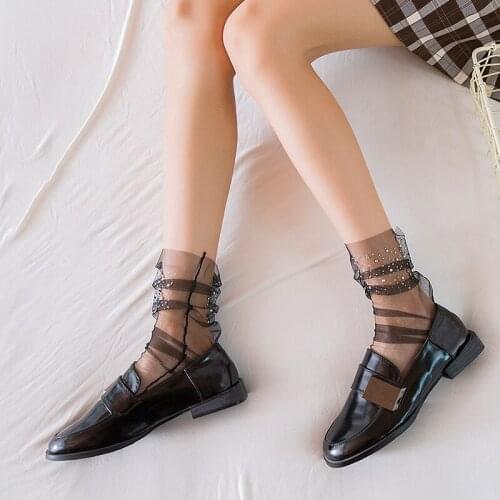 Sexy Crystal Tulle Socks Women Transparent Uitra-thin Loose Socks Summer Long Socks Female Dress Hosiery Street Calcetine