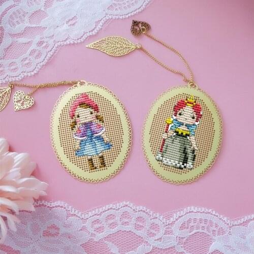 Oneroom Red Girls DIY Craft Stich Cross Stitch Bookmark Metal Silver n Needlework Embroidery Crafts Counted Cross-Stitching Kit