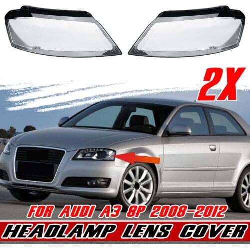 A Pair Car Front Headlight Headlamp Lens Cover For Audi A3 8P 2008-2012 8P0941003 8P0941004 Car Headlight Dust Cover Lens
