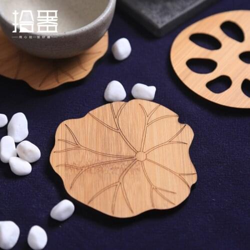Water Lily Lotus Placemat Drink Coaster Table Mat Tea Cup Mat Wooden Round Coasters Pads Kitchen Accessories Decoration Home