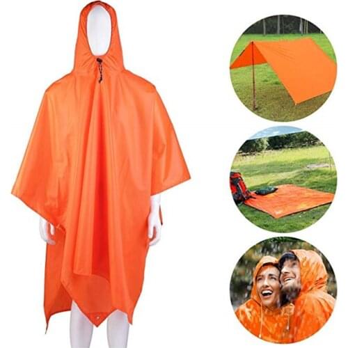 Outdoor Waterproof Rain Poncho Survival Poncho Picnic Mat for Camping Hiking 3in1 Multifunctional Lightweight Reusable Raincoat