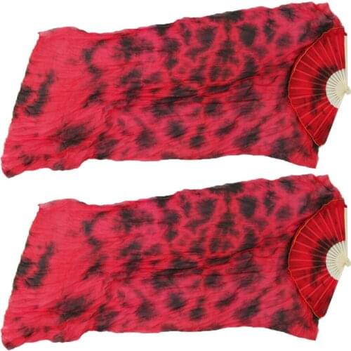 Pair Stage Performance Props Belly Dance 100% Silk Veils Fans 180cm Long