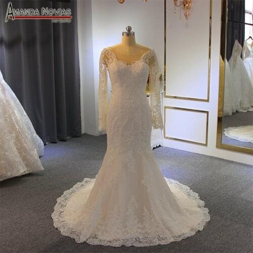 Robe de soiree simple long sleeves mermaid wedding dress 2019