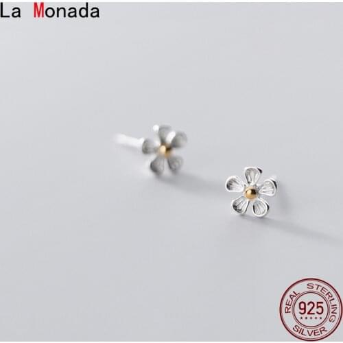 La Monada Five Flower Women Earrings Stud 925 Sterling Silver Earring Minimalist Stud Earrings For Women Silver 925 Female