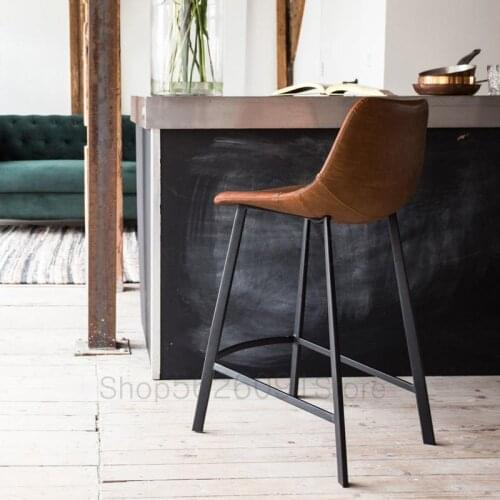 Nordic light luxury wrought iron home simple bar stool high stool bar chair leisure cafe backrest dining chair