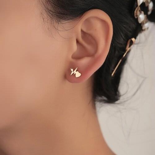 Lifeline Pulse Heartbeat Earrings for Women ECG EKG Heart Studs Medical Nurse Doctor Jewelry Gift