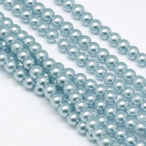 10 Strands 8mm Environmental Dyed Glass Pearl Round Bead Strands Cotton Cord Threaded for DIY Jewelry Necklaces Bracelets Making