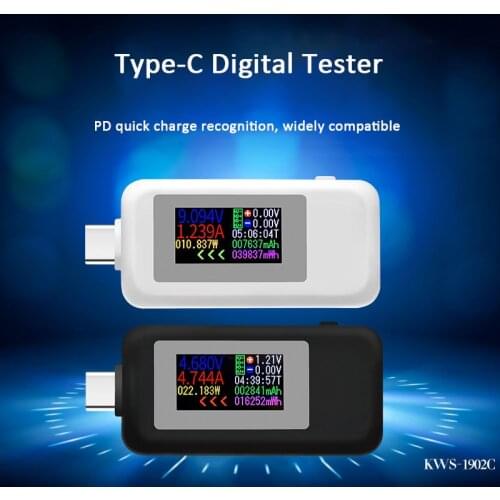 Type-C USB Tester Color Display 10 in 1 4-30V Voltage Meter Timing Ammeter Digital Monitor Cut-off Power Indicator Charger Teste