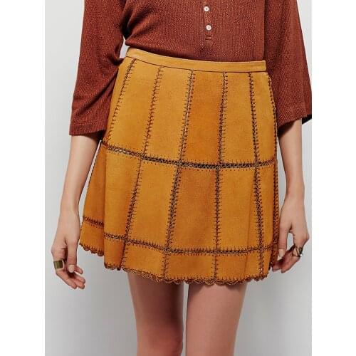 Spring womens Suede New Leather Mini Skirt wholesale D0310