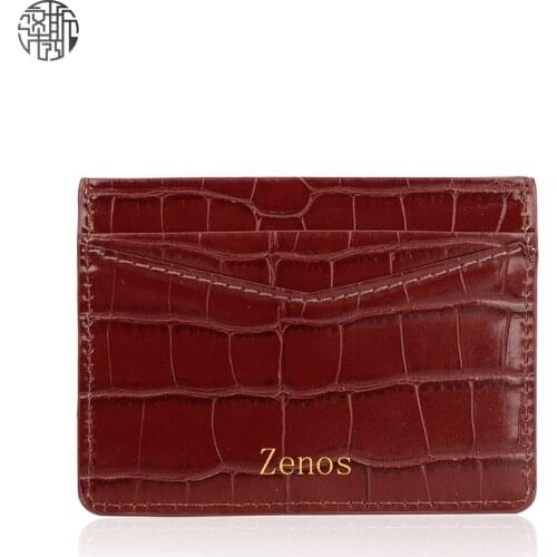 Zenos Credit Card Holder Premium Pu Leather Crocodile Pattern Thin Card Case Coin Pocket Male Female Multi-color ID Holder Case