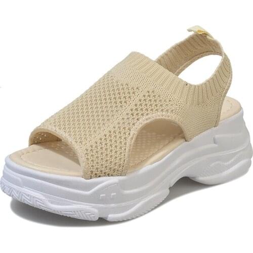 2021 Shoes Woman Muffin Thick-soled High with Roman Female Sandals Hollow Tie Women Shoes Casual Platform Sandals Open Toe Shoes