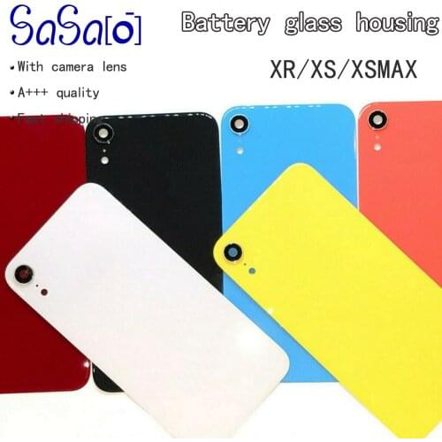 10Pcs Back Glass Panel With Camera Frame Lens Replacement For iPhone XR xs max Back Battery Glass Cover Rear Door Housing Case