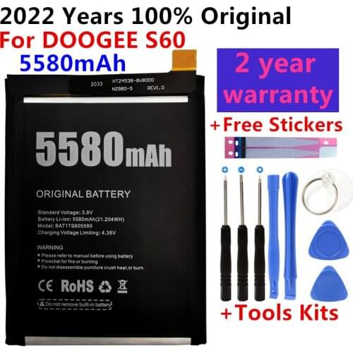 100% Original New For DOOGEE S60 Replacement 5580mAh backup battery for DOOGEE S60 Smart Phone batteries Bateria+Gift Tools