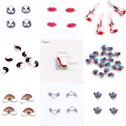 20Pcs/Lot Funny Pink High Heel Red lips Yin Yang Tai Ji Floating Charms For Living Memory Locket Necklaces Women Gift Jewelry
