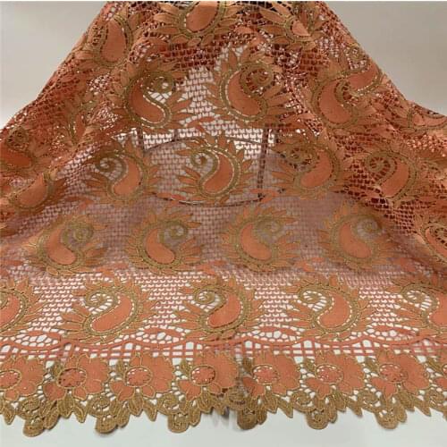 5 Yards Latest High Quality Guipure Lace Embroidery Beads African Cord Lace Fabric Nigerian Lace Fabric For Wedding! ZQFN11263