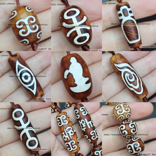 8-40mm 1Pcs Oval Antique Tibet Agates Dzi Beads ,Large Variety of Patterns ,For DIY Jewelry Making