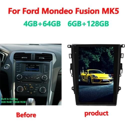 12.1"Car Radio 6+128G GPS Navigation For Ford Mondeo Fusion MK5 2016 2017 2018 Head Unit Tesla Screen Car Audio Stereo Player