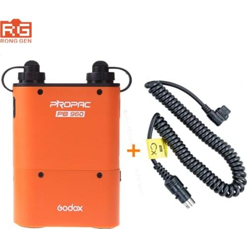 Godox PB960 Dual Output Flash Battery power Pack 4500mAh + Adapter Cable for Canon Nikon Sony Godox Yongnuo Flash Black & Orange