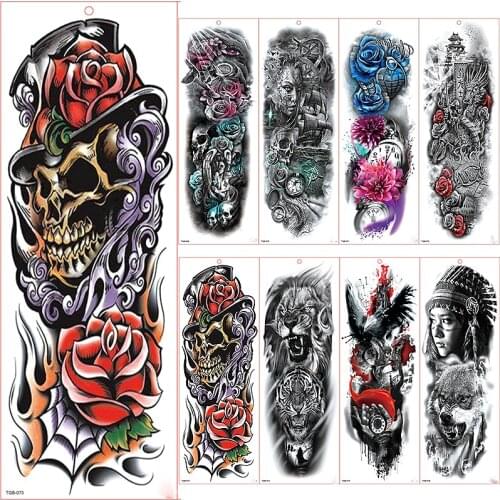 Large Arm Sleeve Tattoo Waterproof Temporary Tattoo Sticker Shantou Rose Full Flower Tatoo Body Art Tattoo Girl
