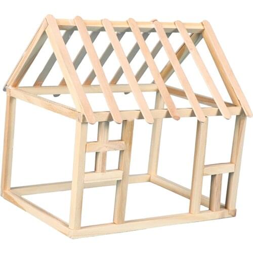 Log Cabin Unfinished Wood Cabin Kids Children Educational Toys Kids Play Fun Enjoy DIY