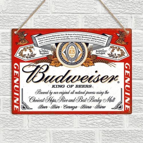 BUDWEISER Label Vintage Retro Style Metal Tin Sign Plaque Beer Bar Pub Man Cave