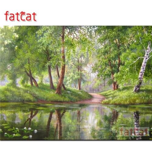 FATCAT Green forest scenery 5d diy diamond painting full square round drill diamond embroidery kits wall decoration AE2939
