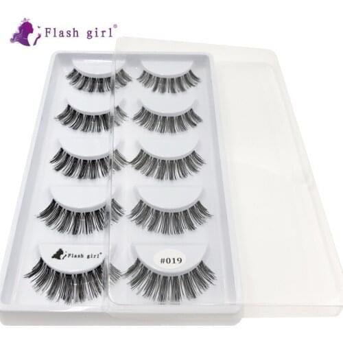 Flash girl good grade #019 100% Handmade thick and natural 3D Mink Lashes 5 pair/tray Private Label Eyelashes Extension
