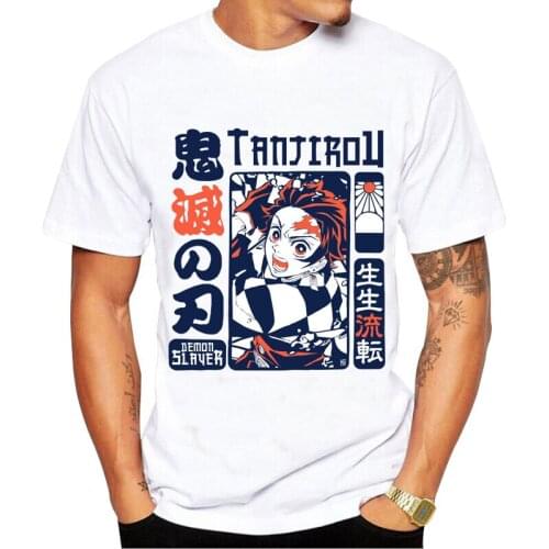 T Shirt Men Fashion Demon Slayer print model T-shirt Graphic Japanese Anime Tshirt Hip Hop Top Tees Male