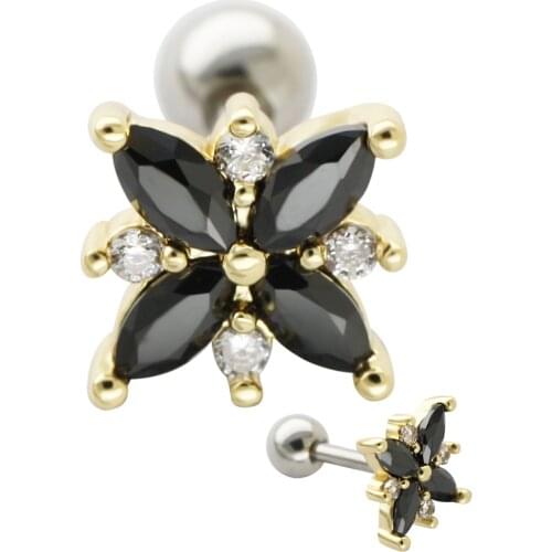 JHJT 16G Cartilage Nail G23 Titanium Flower Shape Cartilage Ear Cartilage Ring Body Jewelry Piercing