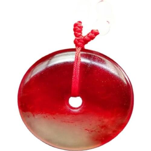 Chinese jade carving pendant ice seed chicken blood jade floating flower safety buckle pendant