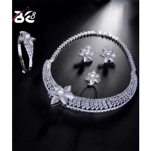 Be 8 Charm Luxury Wedding Bridal Jewelry Sets Wedding Necklace Earrings Bracelet Sets African Beads Accessories 4pcs S182