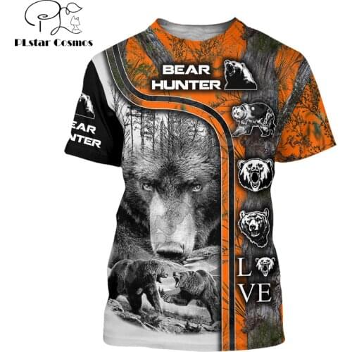 Summer Fashion Mens t-shirt Bear/Wolf/Boar/Deer Hunting 3D Printed Harajuku Short sleeve T shirts Unisex Casual tee tops KJ0150