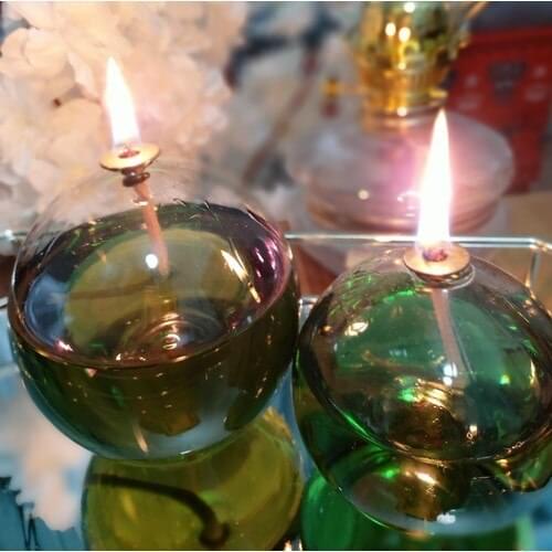 Viyale Store Sphere Model Glass Oil Lamp Dual Set
