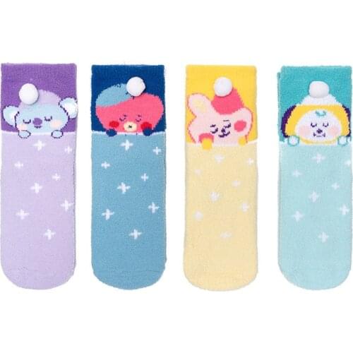 Fashion cartoon socks long cartoon sleep socks thick coral fleece warm socks