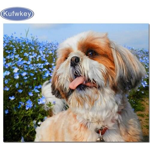 Mosaic Cross Stitch Picture Of Rhinestone painting shih tzu dog Diamond Painting Full Square/round Diamond Embroidery stickers