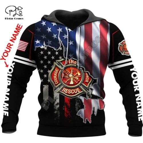 PLstar Cosmos Cool USA Firefighter Fireman 3D Print Hoodies Sweatshirts Zip Hooded For Men And Women Casual Streetwear Q31